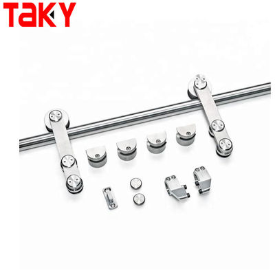 Cuarto de ducha de vidrio sin marco Cuarto rodante de granja Puerta corredera de pista Kit de hardware con bandeja de acrílico