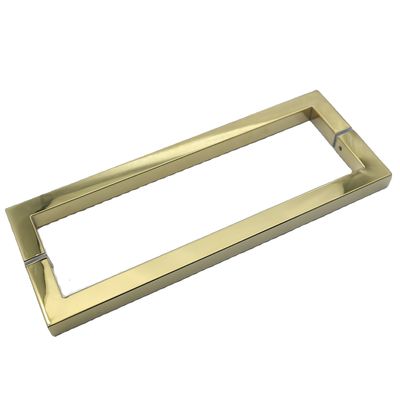 Puerta de ducha de acero inoxidable moderna con mango de puerta de cristal de color dorado cuadrado
