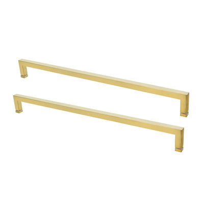 Puerta de ducha de acero inoxidable moderna con mango de puerta de cristal de color dorado cuadrado