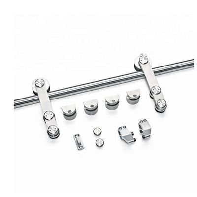 Conjunto de hardware de puerta de granero de bandeja redonda de diseño moderno para sistema de ferrocarril colgante doble