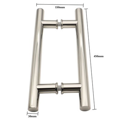 Manija de tira en forma de H de acero inoxidable para puertas de cristal de baño en edificios de oficinas