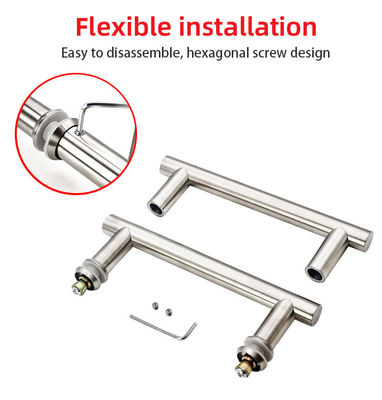 Manija de tira en forma de H de acero inoxidable para puertas de cristal de baño en edificios de oficinas