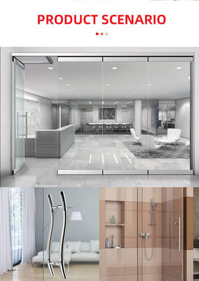 Manija de tira en forma de H de acero inoxidable para puertas de cristal de baño en edificios de oficinas