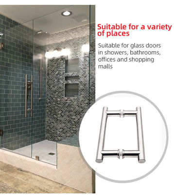 Manija de tira en forma de H de acero inoxidable para puertas de cristal de baño en edificios de oficinas
