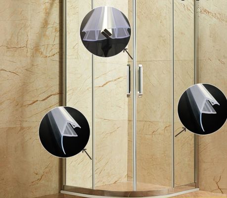 Barras de sellado impermeables de PVC transparentes para puertas corredizas de baño de vidrio 6-12 mm de ancho