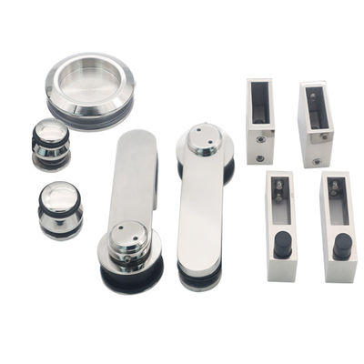 Equipo de hardware de deslizamiento de pantalla de cristal de baño funcional con marco de acero inoxidable 304
