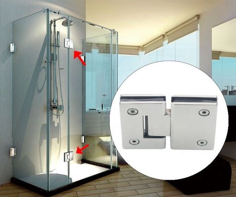 Diseño moderno 304 acero inoxidable de vidrio a bisagra de vidrio 180 grados abrazadera de puerta de baño