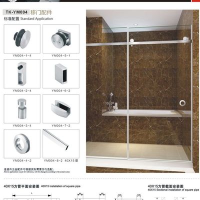 Baño de hotel esencial puerta corredera de ducha de espejo moderna SS304 para la renovación
