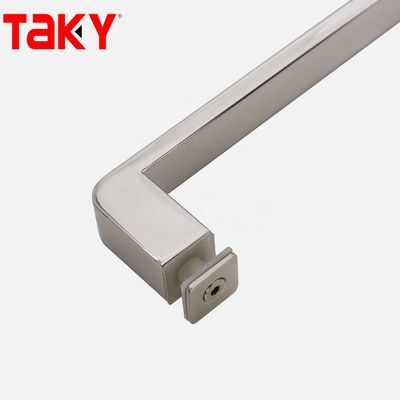12 mm de espesor de vidrio de acero inoxidable tubo rectangular barra de puerta de vidrio recta unilateral manija de tira