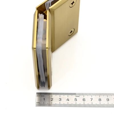 Cierre seguro de la puerta 8-12MM de vidrio de oro cepillado ducha sin marco puerta de vidrio bisagra de giro