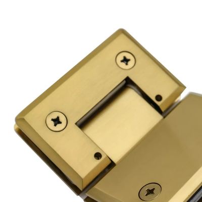 Cierre seguro de la puerta 8-12MM de vidrio de oro cepillado ducha sin marco puerta de vidrio bisagra de giro