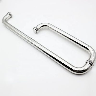 TK-C040 Cuarto de ducha de acero inoxidable redondo de vidrio empuja y tira de la manija con acabado polaco