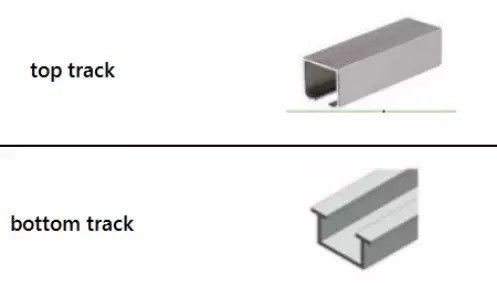 Acero de aleación de zinc Hardware deslizante Plegable Sistemas de acristalamiento sin marco Puerta doble interior