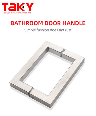 Puerta de cristal de acero inoxidable con manija y muestra