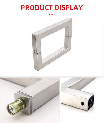 Puerta de cristal de acero inoxidable con manija y muestra