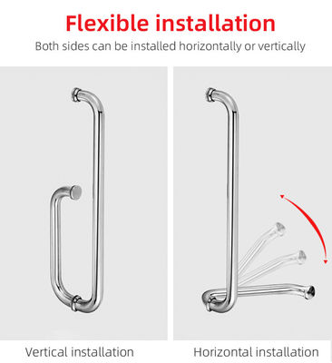 Manija de tira de vidrio templado con diseño ajustable de acero inoxidable vertical SS304