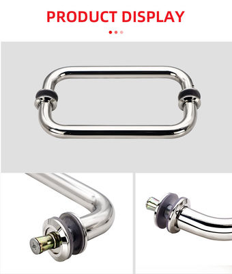 Acero inoxidable 304 electroplacado tubo redondo de plata manija de puerta de vidrio corredera