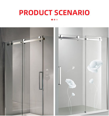 Sistema de puerta corredera de ducha de vidrio con hardware de puerta de granero de plata Diseño sofisticado