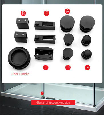 Conjunto de puertas corredizas de ducha con forma de bandeja redonda y negro para equipos de vidrio de seguridad de 8-12 mm incluidos