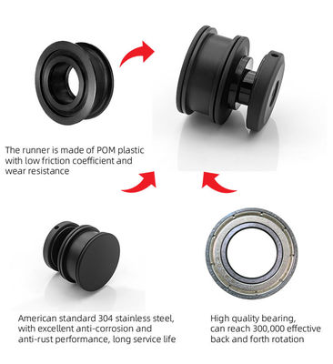 Conjunto de puertas corredizas de ducha con forma de bandeja redonda y negro para equipos de vidrio de seguridad de 8-12 mm incluidos