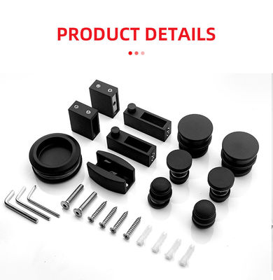 Conjunto de puertas corredizas de ducha con forma de bandeja redonda y negro para equipos de vidrio de seguridad de 8-12 mm incluidos