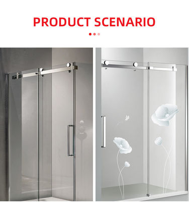 Puerta corredera de ducha moderna con sistema de puertas correderas de vidrio suave cerrado