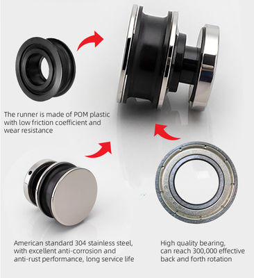 Diseño moderno del sistema de puertas correderas de acero inoxidable Hardware para vidrio seguro de 10-12 mm de espesor