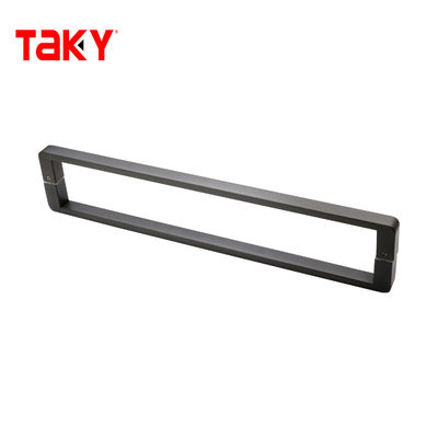 Mano de puerta de baño de acero inoxidable negro contemporáneo Mano de ducha de vidrio