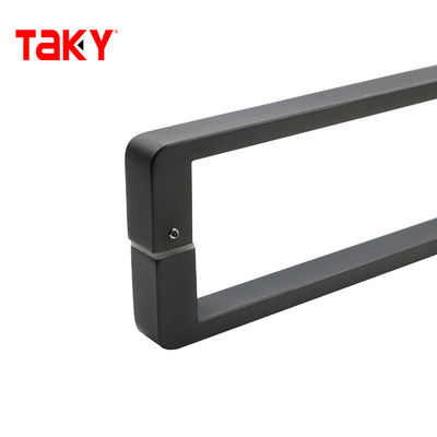 Mano de puerta de baño de acero inoxidable negro contemporáneo Mano de ducha de vidrio