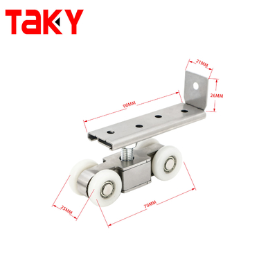 Rodillo de puerta corredera de 8 ruedas con cierre suave de aleación de zinc