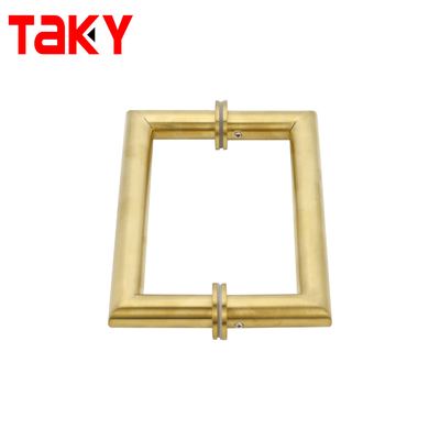 Tirador dorado para puerta principal de vidrio, tubo redondo de metal y cuadrado