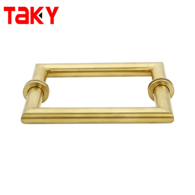 Tirador dorado para puerta principal de vidrio, tubo redondo de metal y cuadrado