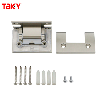 Bisagra de pivote para puerta de ducha de vidrio con montaje en pared y placa trasera en H de 90 grados, material acero satinado