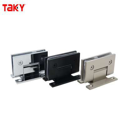 Bisagra de pivote para puerta de ducha de vidrio con montaje en pared y placa trasera en H de 90 grados, material acero satinado