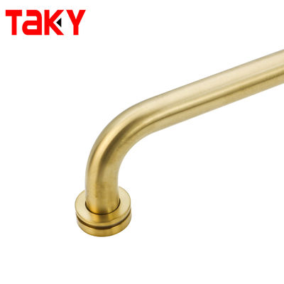 Manija de puerta de cristal de ducha de acero inoxidable de un solo lado con barra de toalla dorada de nuevo estilo