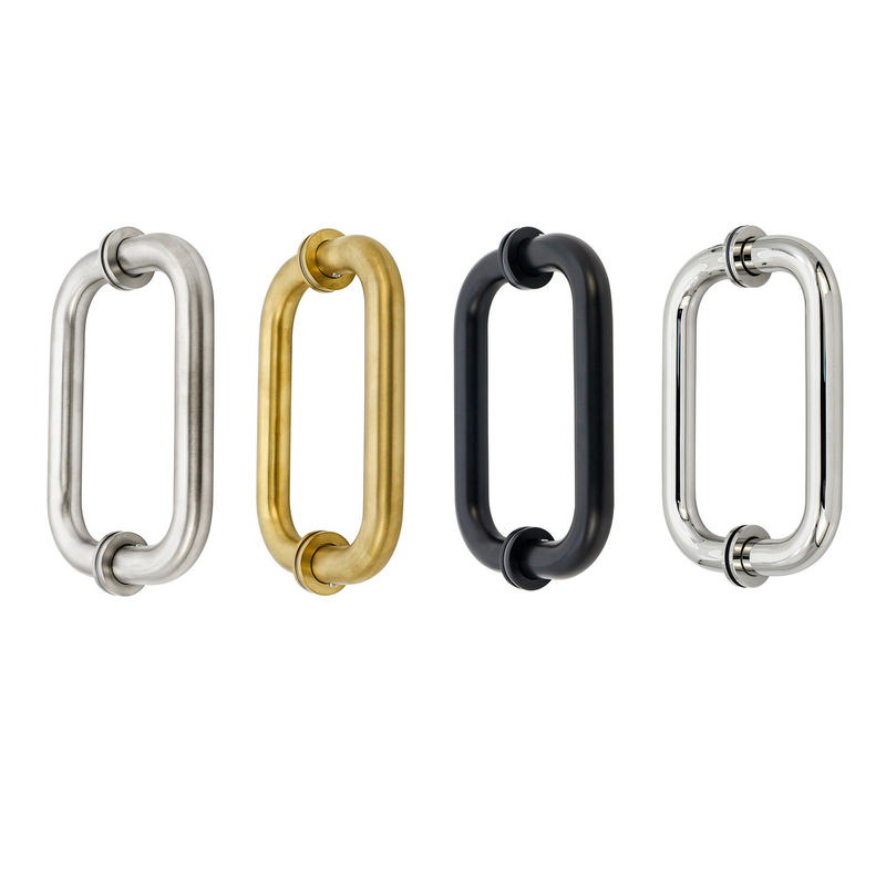 304 de acero inoxidable satinado oro redondo de espalda a espalda puja la manija de la puerta de vidrio para hotel spa