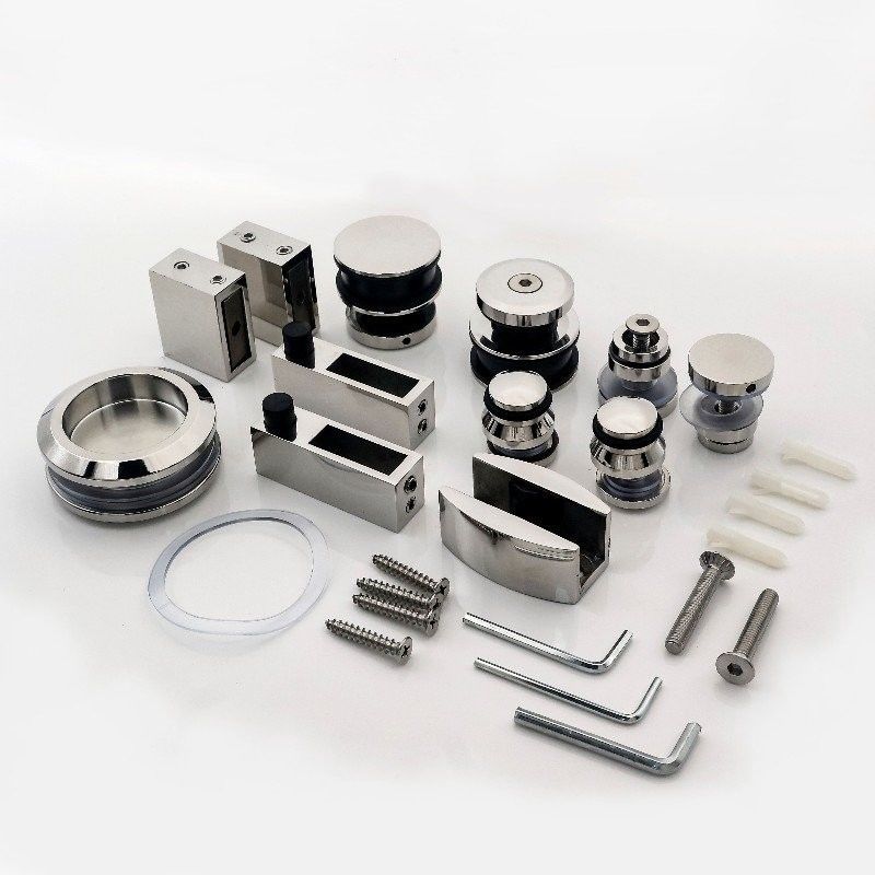 Kit de hardware de puerta corredera de cristal sin marco para casa Hotel Oficina Vila Baño