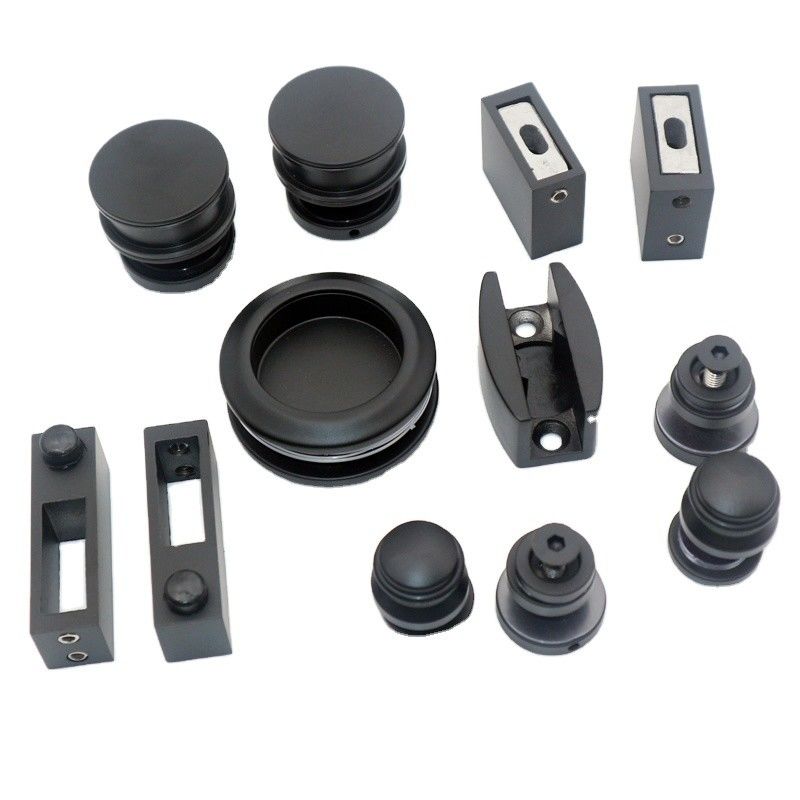 Conjunto de puertas corredizas de ducha con forma de bandeja redonda y negro para equipos de vidrio de seguridad de 8-12 mm incluidos
