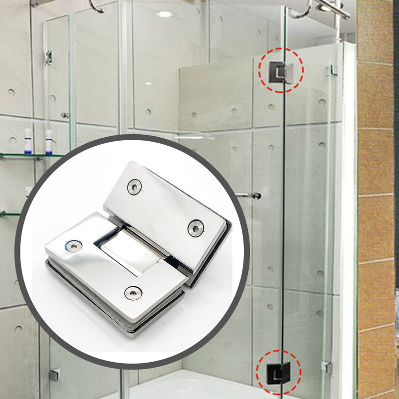 Cubierta de cristal de níquel cepillado con ángulo de apertura de 135 grados ideal para gabinetes de ducha de vidrio