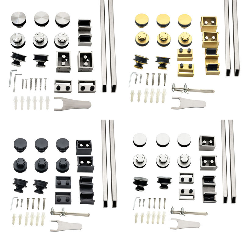 Diseño moderno de doble barra de tubería sin marco Ss304 8-12mm Accesorios de puertas corredizas de ducha