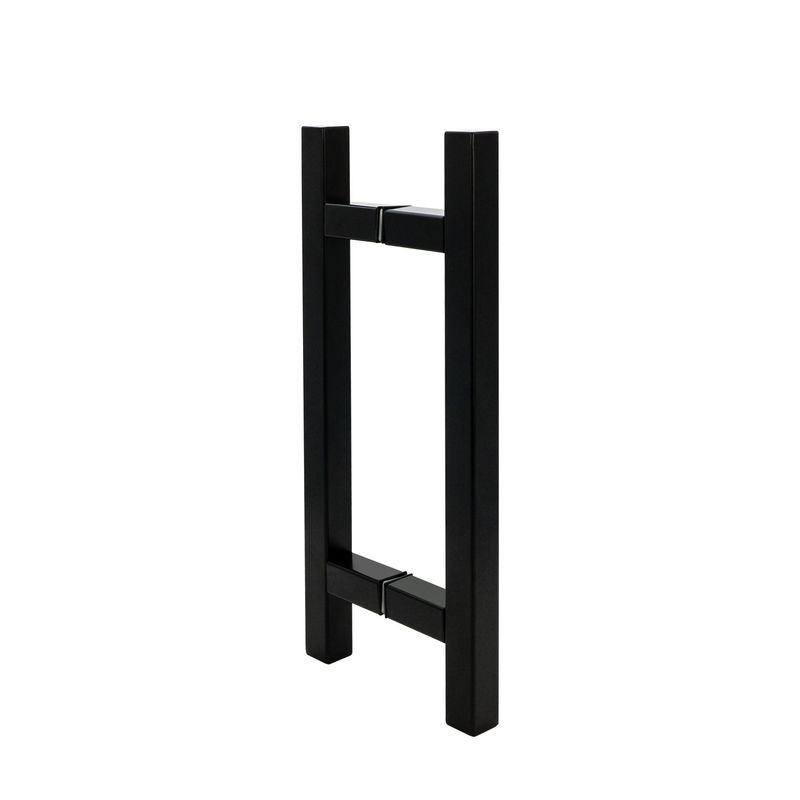Matt negro en forma de L manija de puerta de cristal de baño para ducha hecha de acero inoxidable 304