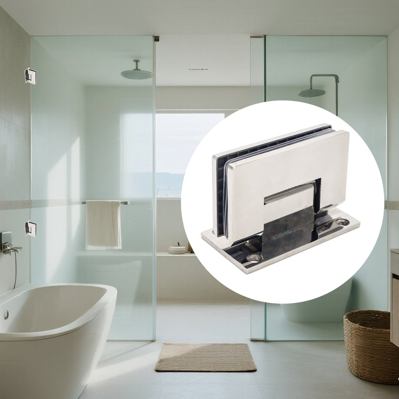 Bisagra para puerta de ducha sin marco para vidrio de 8-12 mm, montaje en pared a 90 grados