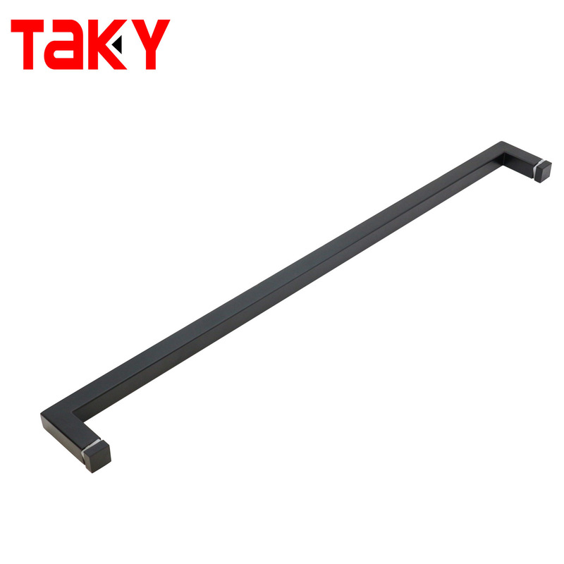 Manja de puertas de barra de toalla de baño de baño negro de acero inoxidable