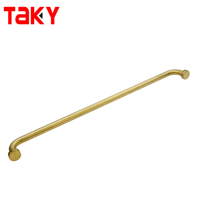 Manija de puerta de cristal de ducha de acero inoxidable de un solo lado con barra de toalla dorada de nuevo estilo