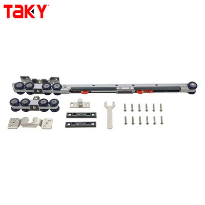 Buen precio Muebles de hierro de nylon Armario Puerta colgante de doble pista de cierre simple suave de 8 ruedas Puerta corredera de polea rodillos amortiguadores en línea