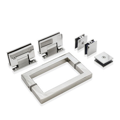 Buen precio Kit de abrazaderas de cristal de mango cuadrado bisagra de acero inoxidable resistente para la puerta de la ducha sin marco en línea