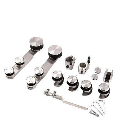 Alta dureza y durabilidad Kit de puertas correderas de cristal plateado/negro para baño para vidrio de 6-12 mm