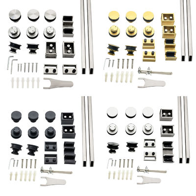 Buen precio Diseño moderno de doble barra de tubería sin marco Ss304 8-12mm Accesorios de puertas corredizas de ducha en línea