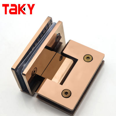 Buen precio 90 Degree Glass Hinge Modern Frameless Glass to Glass Shower Hinge Rose Gold Bathroom Shower Door Hinges en línea