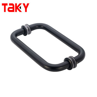 Buen precio Matte Negro satin redondo de acero inoxidable pujan la manija de la puerta de la ducha de vidrio en línea